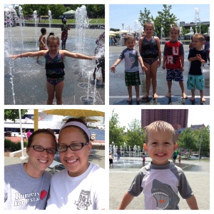 Fountain fun! Lilly taking control of the water, the kiddos, Cole cheesin' and me and my bestie! 